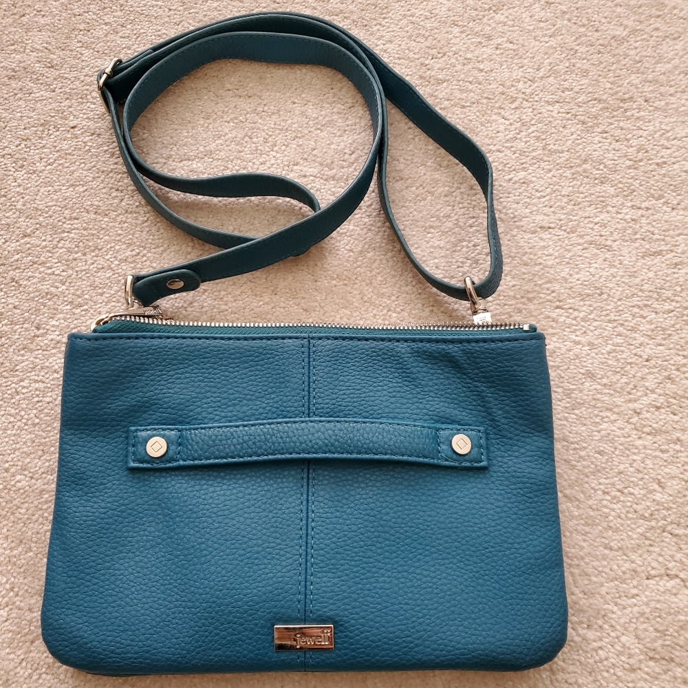 Thirty One Jewell Crossbody Purse Pebbled Faux Leather Teal Excellent Condition